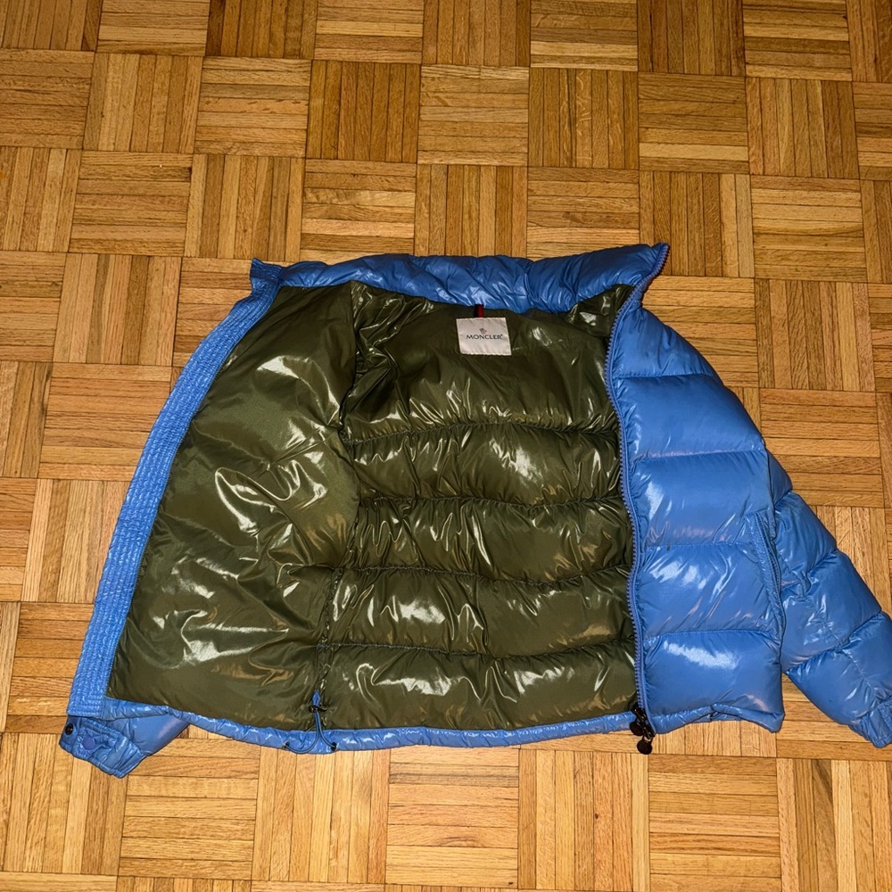 Moncler Sky Blue and Olive Puffer Jacket